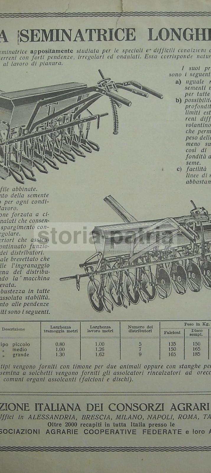 Agraria, Tecnica, Macchine Agricole, Seminatrice Longhini, Piacenza, Pubblicitaria immagine 1