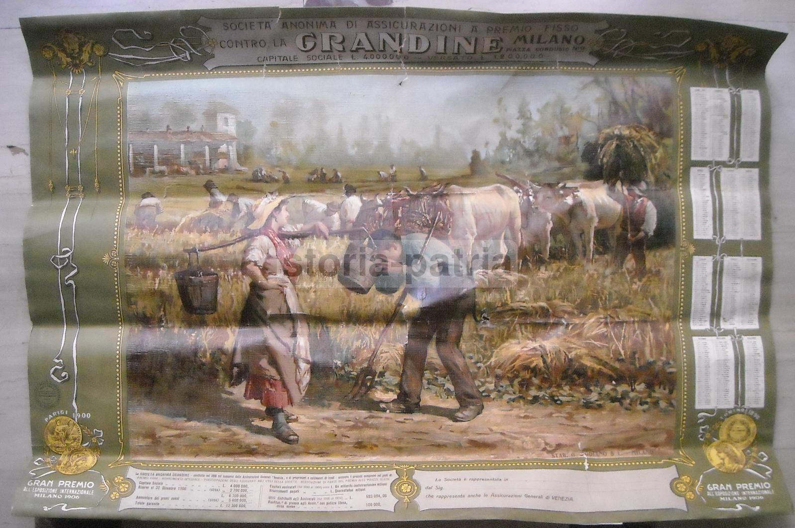 Agricoltura, Assicurazione Grandine, Generali, Grande Pubblicitaria, Calendario, 1907 immagine 5