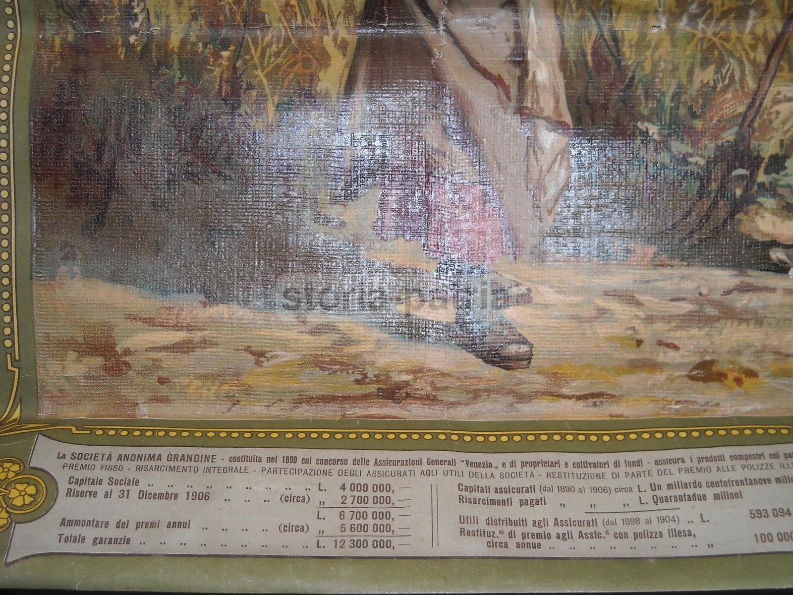 Agricoltura, Assicurazione Grandine, Generali, Grande Pubblicitaria, Calendario, 1907 immagine 7