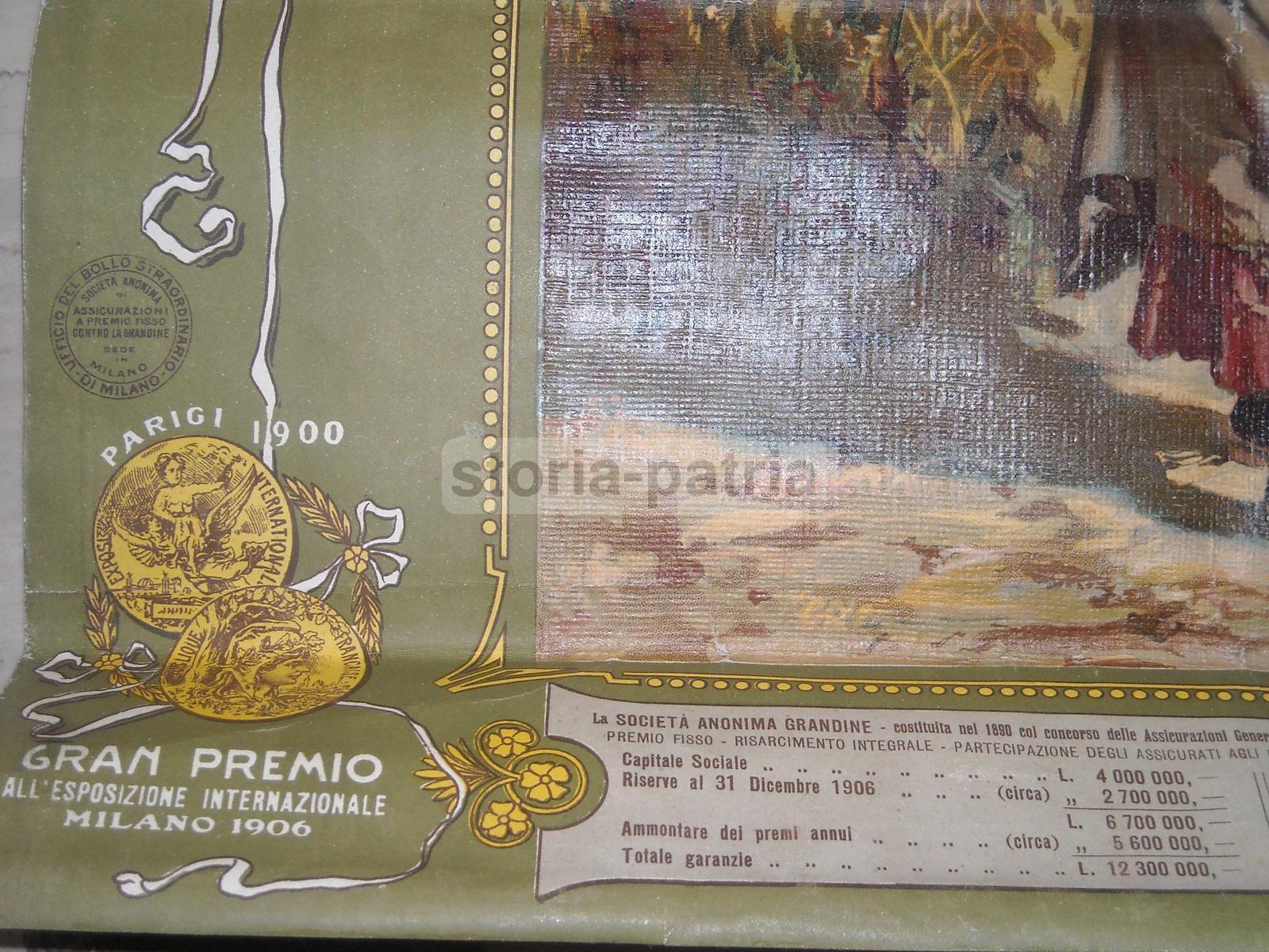 Agricoltura, Assicurazione Grandine, Generali, Grande Pubblicitaria, Calendario, 1907 immagine 8