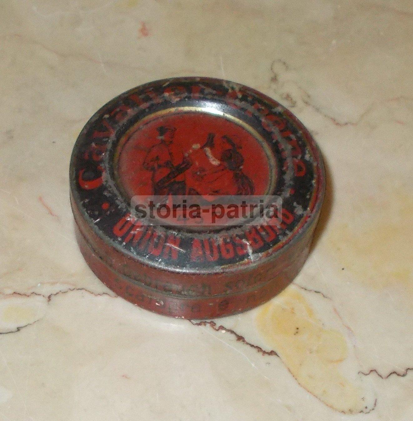 Antico Astuccio Pubblicitario, Crema Per Pelli, Lucido Scarpe, Augusburg, Cavalier immagine 1