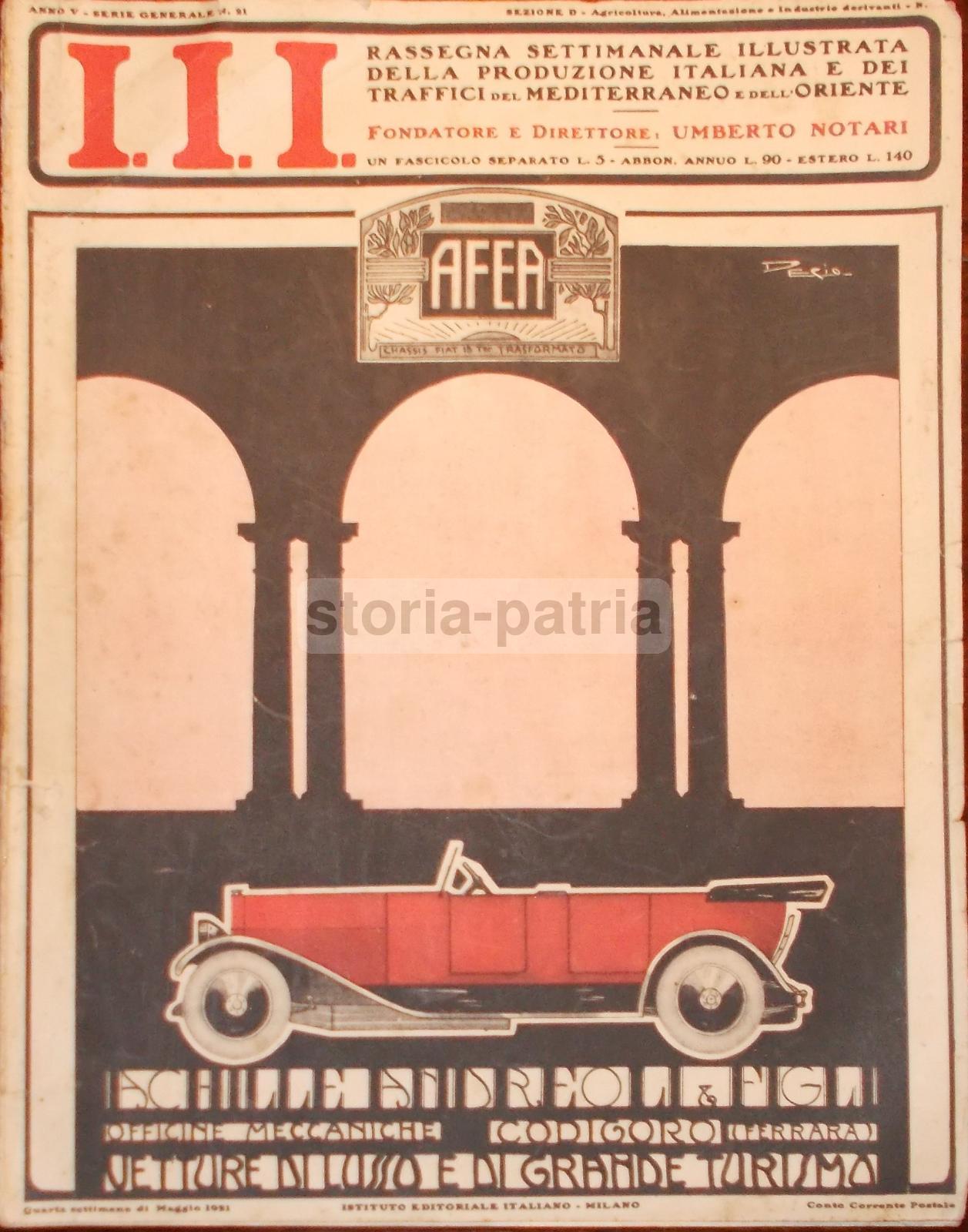 Auto Antiche, Afea, Achille Andreoli, Codigoro, Ferrara, Mojoli, Spazzole, Cannero, 1921 immagine 1