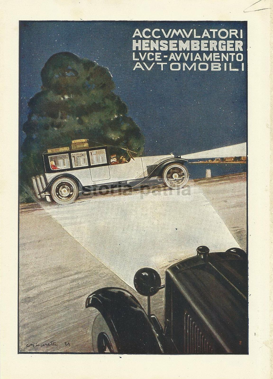 Auto, Automobilismo, Batterie Hensemberger, Luce, Bitter Campari, Pubblicita, Stampa immagine 4