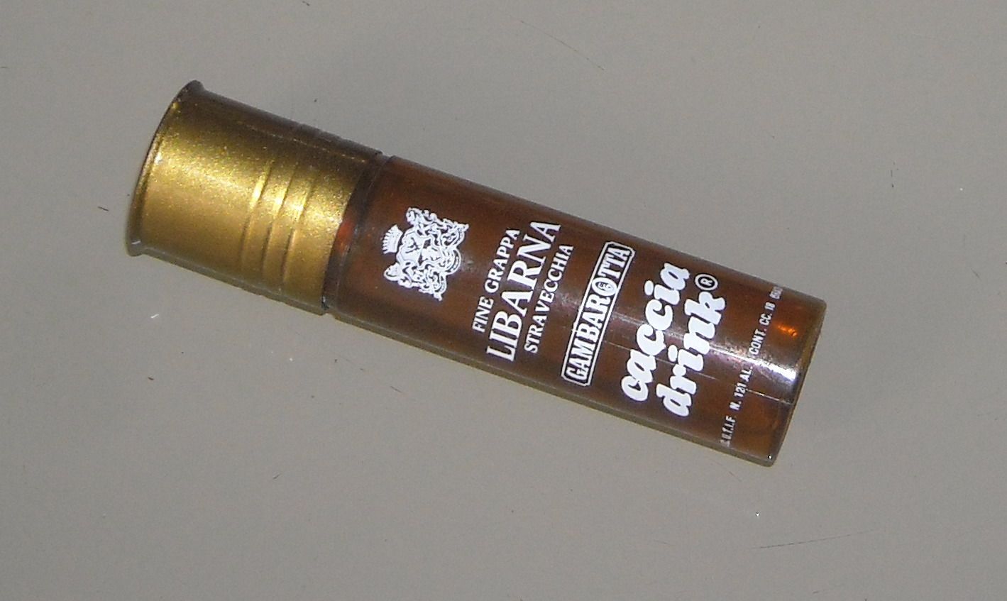 Caccia, Cartuccia, Inusuale Pubblicitaria, Liquori Gambarotta, Grappa Libarna immagine 1