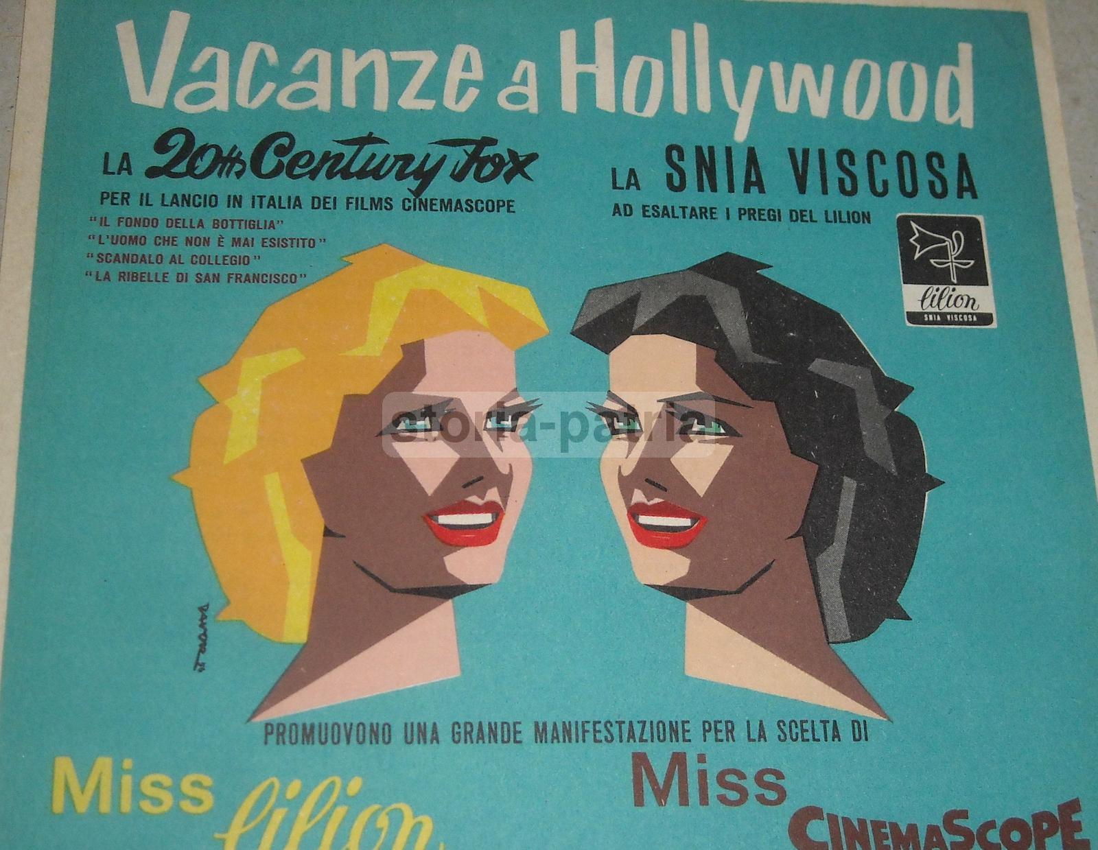Cinema, Spettacolo, Lilion, Cinemascope, Snia Viscosa, Aerolinee Sas, Biancheria, 1956 immagine 1