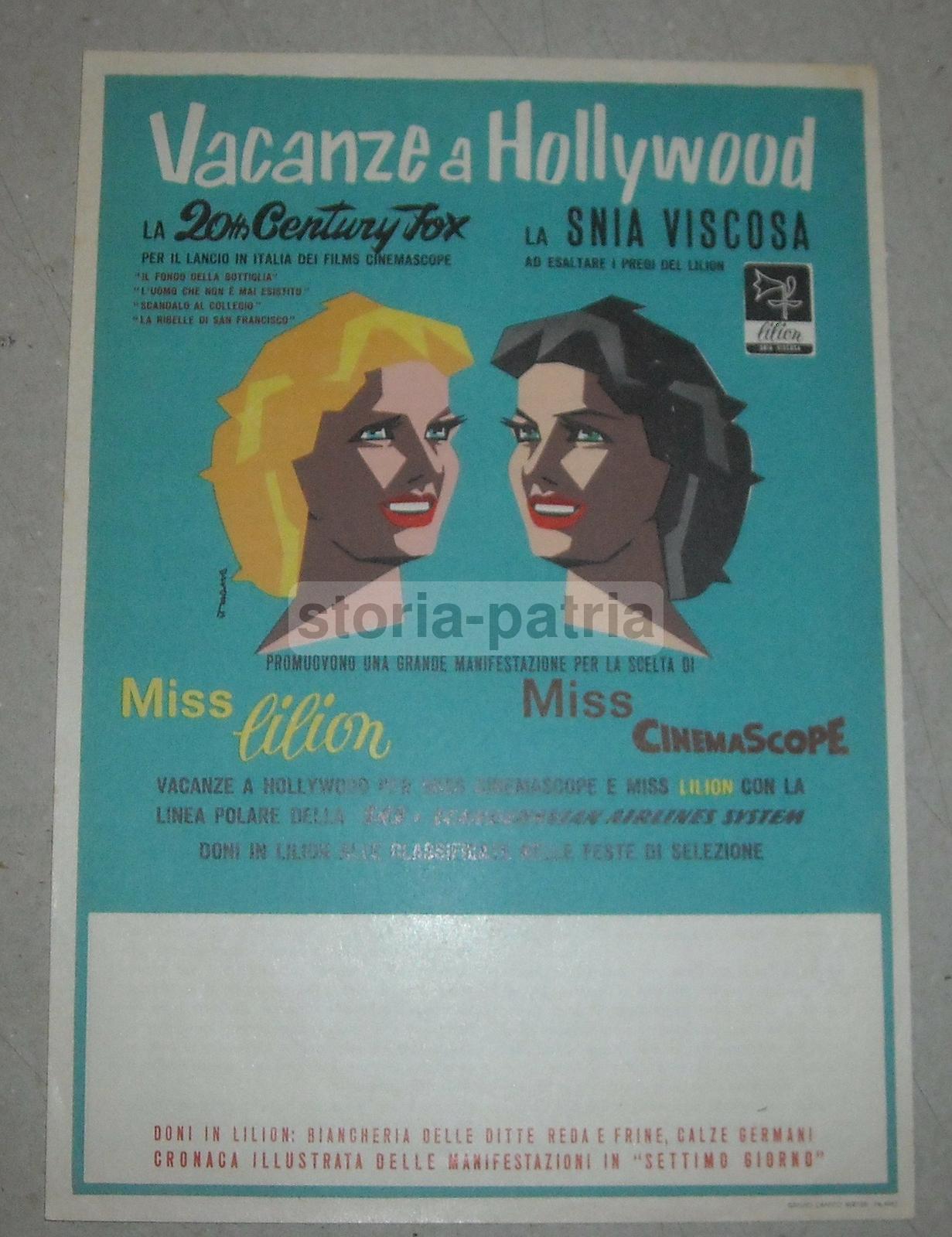 Cinema, Spettacolo, Lilion, Cinemascope, Snia Viscosa, Aerolinee Sas, Biancheria, 1956 immagine 2