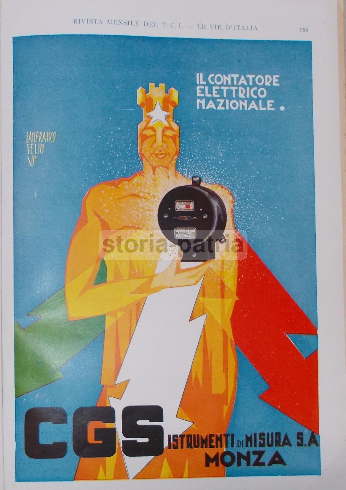 Elettrotecnica, Elettricita, Contatori, Cgs, Monza, Felin, Benzina Lampo, Pubblicita immagine 2
