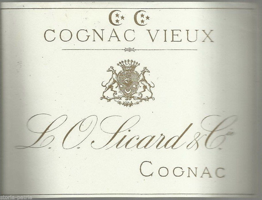 Enologia, Vini, Liquori, Cognac Vieux, Sicard, Bella Etichetta Pubblicitaria, d'Epoca immagine 1
