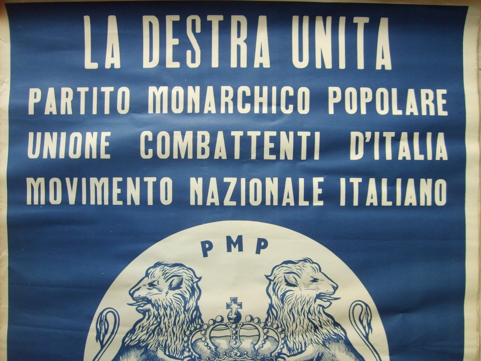 Monarchia, Propaganda Elettorale, Savoia, Araldica, Vecchio Manifesto Pubblicitario immagine 1