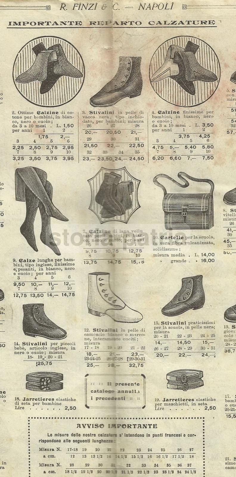 Napoli, Antico Catalogo Pubblicitario, Moda, Abbigliamento Per Bambini, Scarpe, Finzi immagine 2