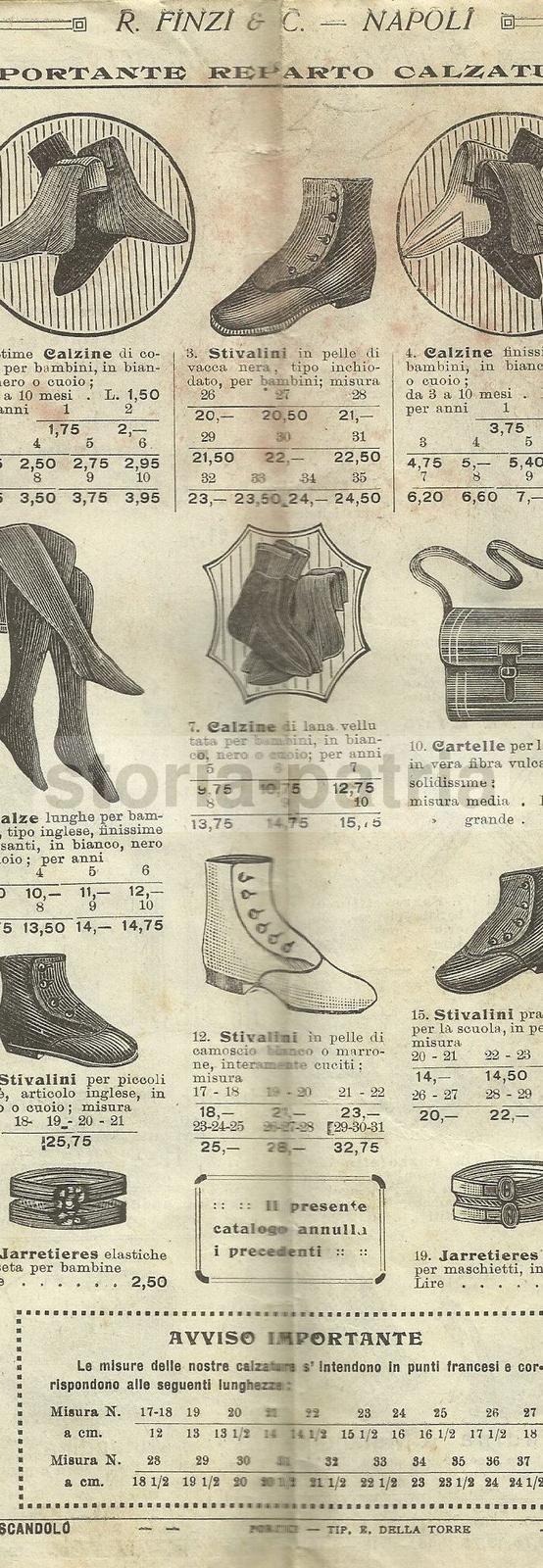 Napoli, Antico Catalogo Pubblicitario, Moda, Abbigliamento Per Bambini, Scarpe, Finzi immagine 3