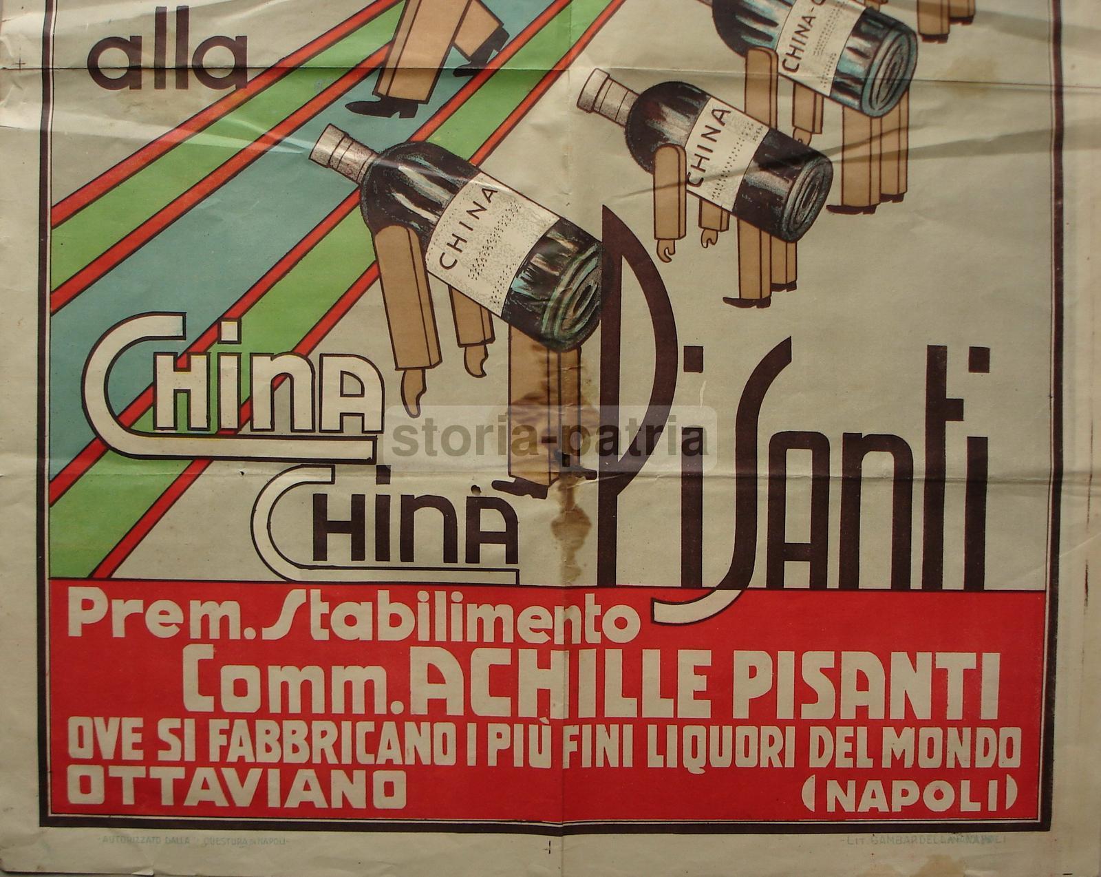 Napoli, Ottaviano, Raro Manifesto Pubblicitario, d'Epoca, Liquori, China, Decorativo immagine 2