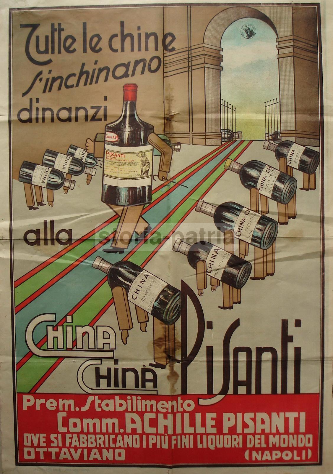 Napoli, Ottaviano, Raro Manifesto Pubblicitario, d'Epoca, Liquori, China, Decorativo immagine 4