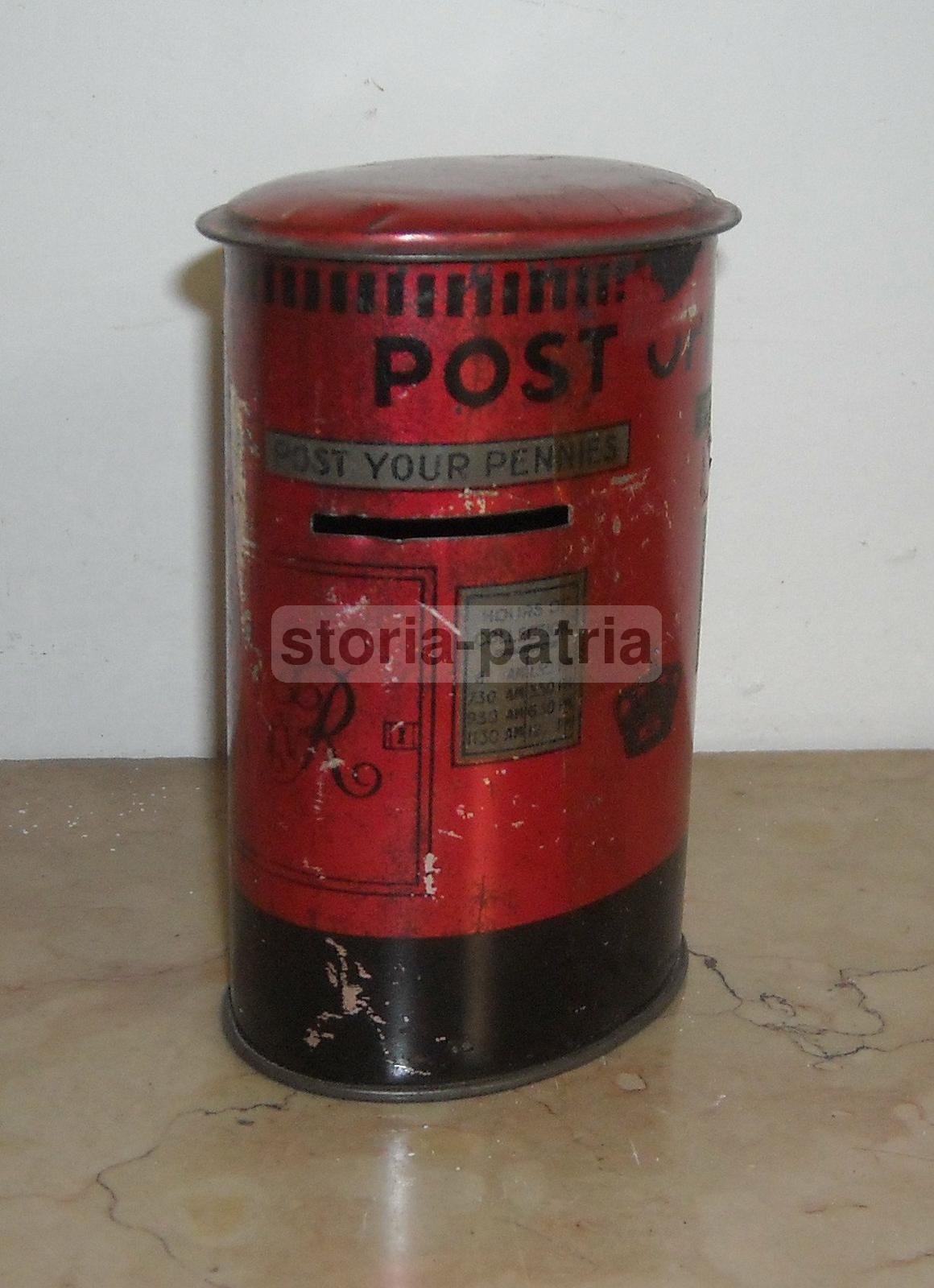 Poste, Cassetta Postale Inglese, Grazioso Soprammobile d'Epoca, Monete, Salvadanaio immagine 1