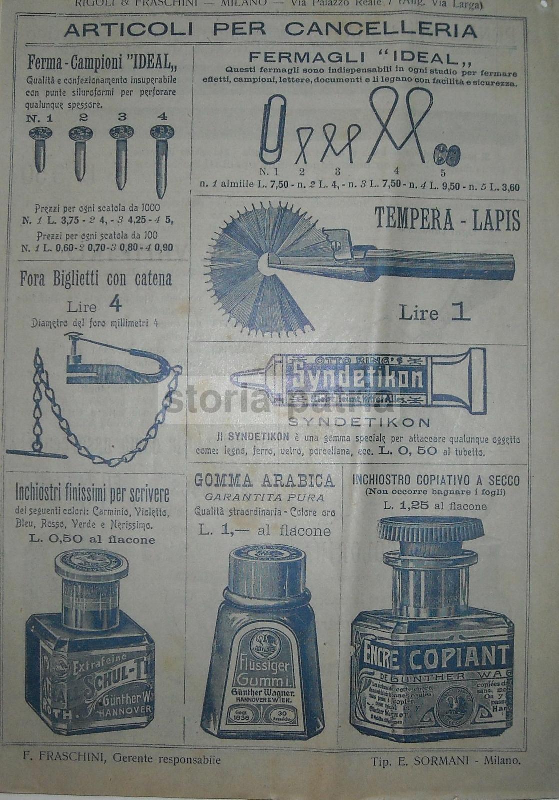 Scrittura, Inchiostri, Timbri, Articoli Di Cancelleria, Catalogo Pubblicitario, 1909 immagine 2