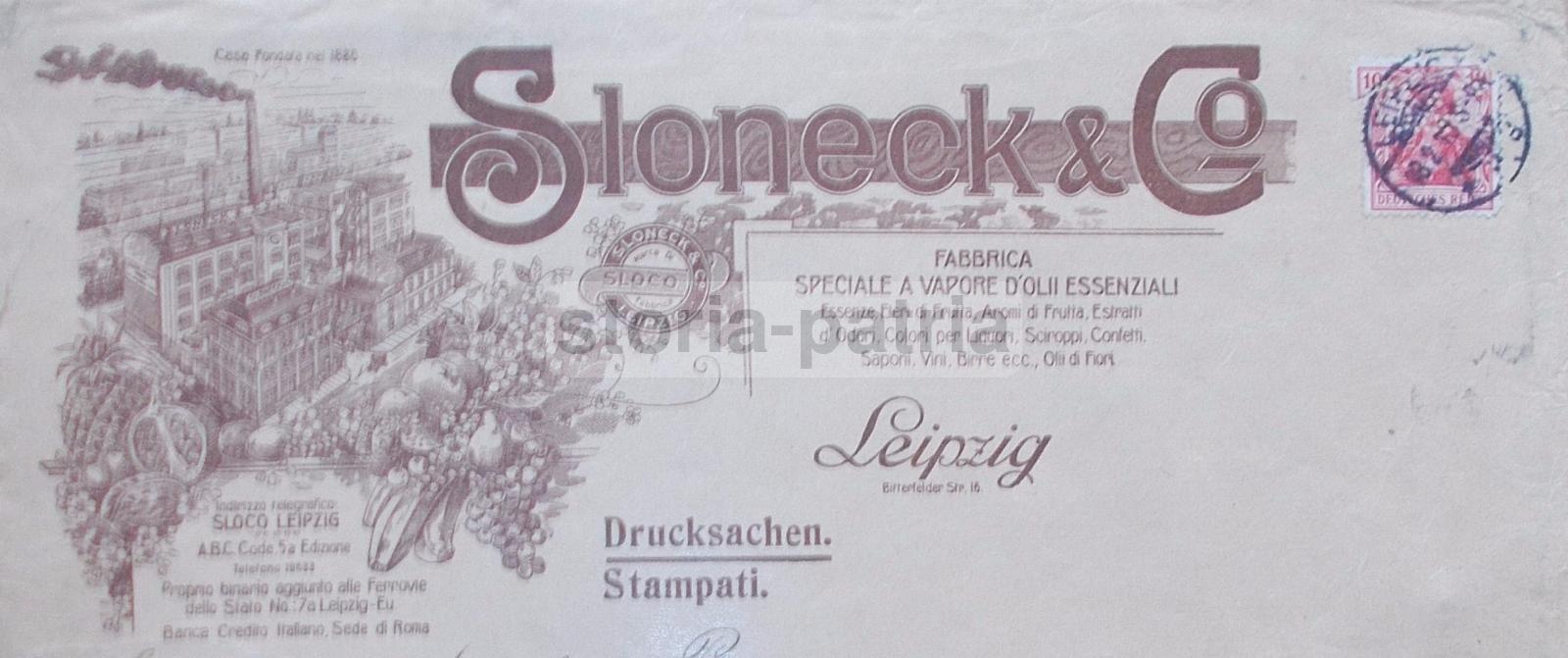 Sloneck, Leipzig, Busta Pubblicitaria, Olii Essenziali, Essenze, Liquori, Filatelia immagine 3