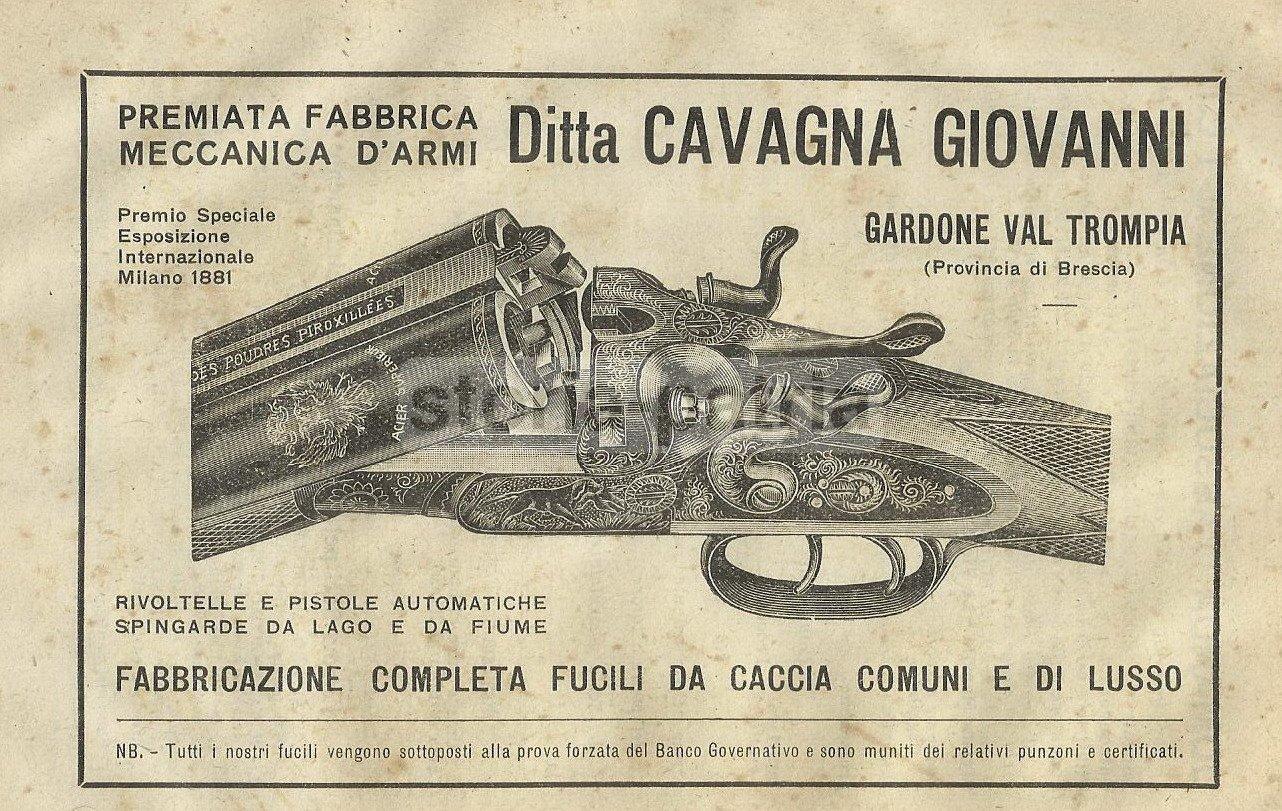 Sport, Caccia, Tiro, Gardone Val Trompia, Brescia, Cavagna, Pubblicitaria, Antica immagine 2