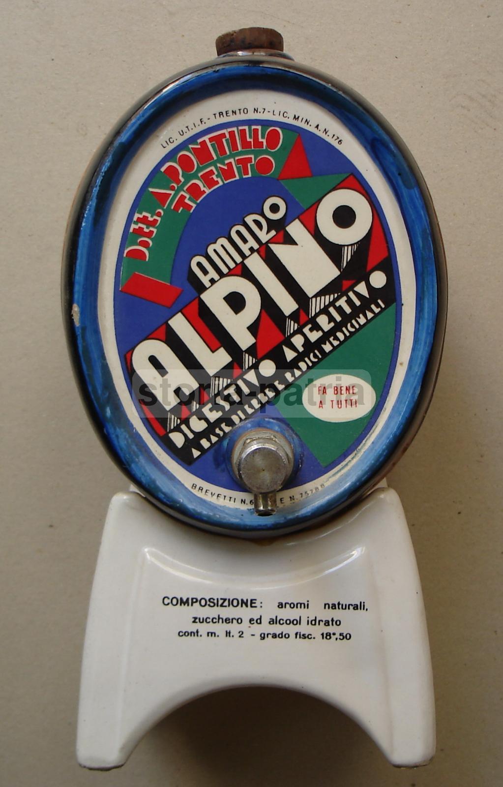 Trento, Alpi, Erboristeria, Amaro, Pontillo, Bella Ceramica Pubblicitaria, Decorativa immagine 1
