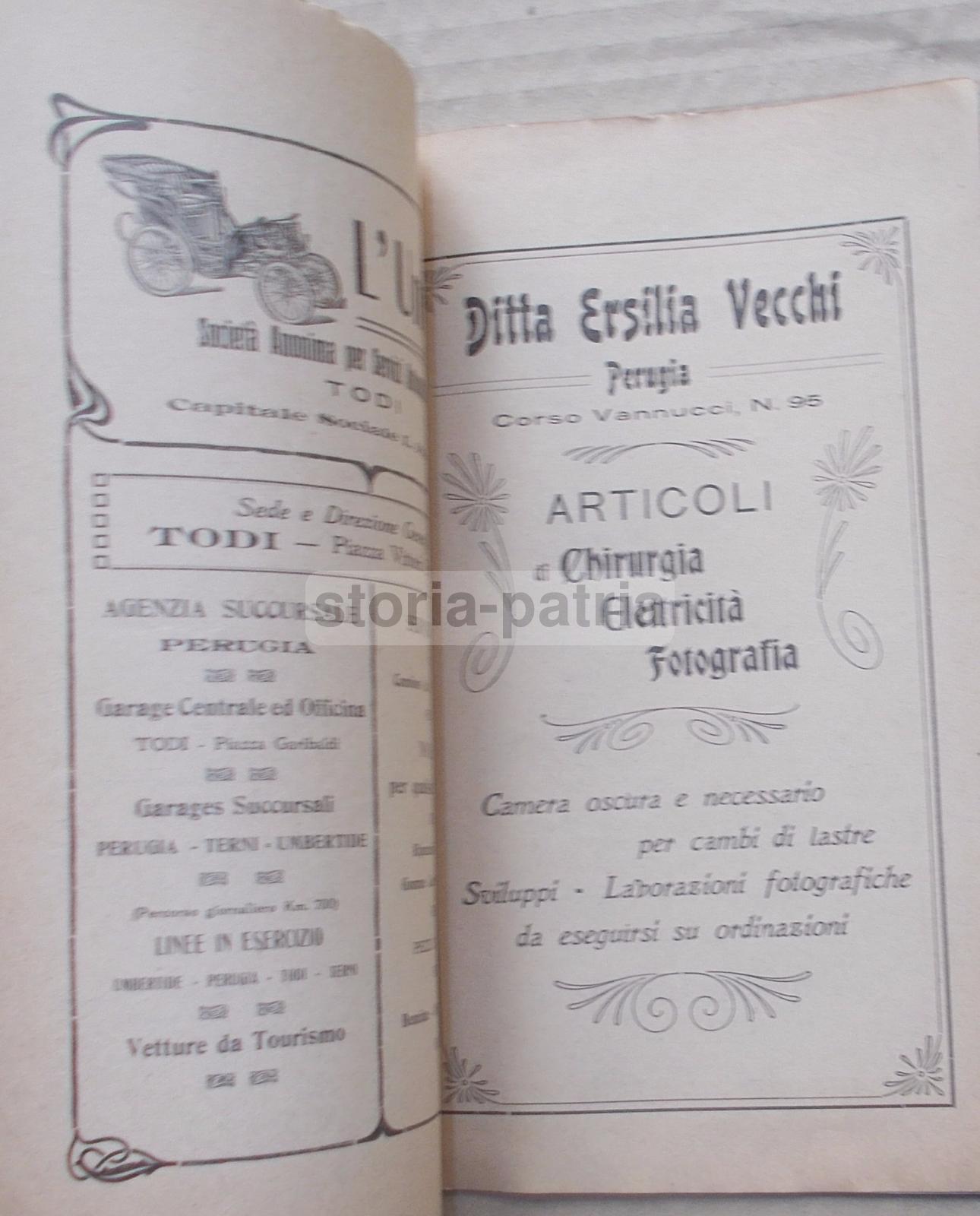Umbria, Perugia, Antica Guida Turistica Pubblicitaria, Artistiche Copertine, Mappa immagine 5