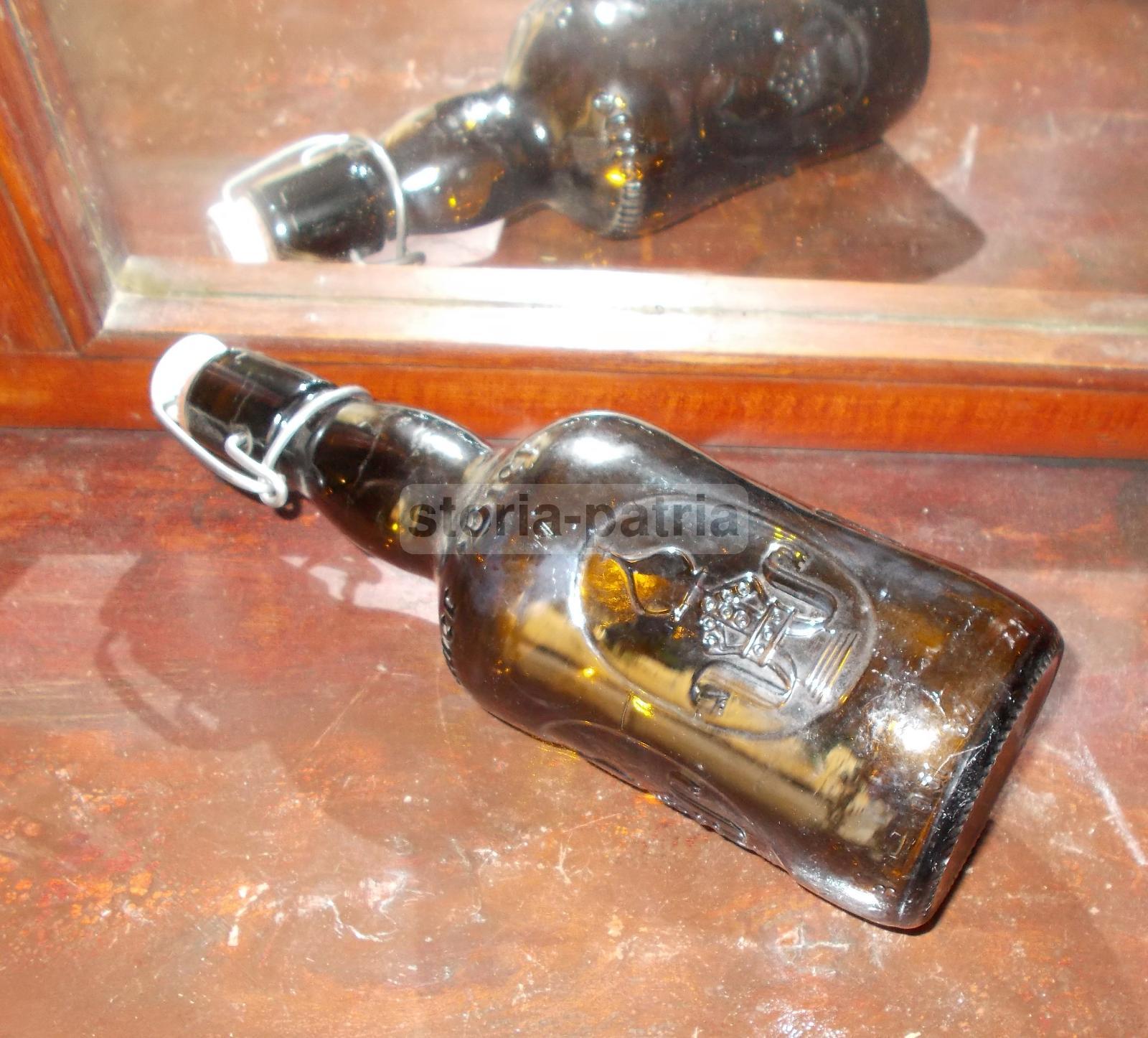 Vetro Pubblicitario, Birra, Bottiglia Da Collezione, Scritte E Decorazioni, Marrone immagine 2