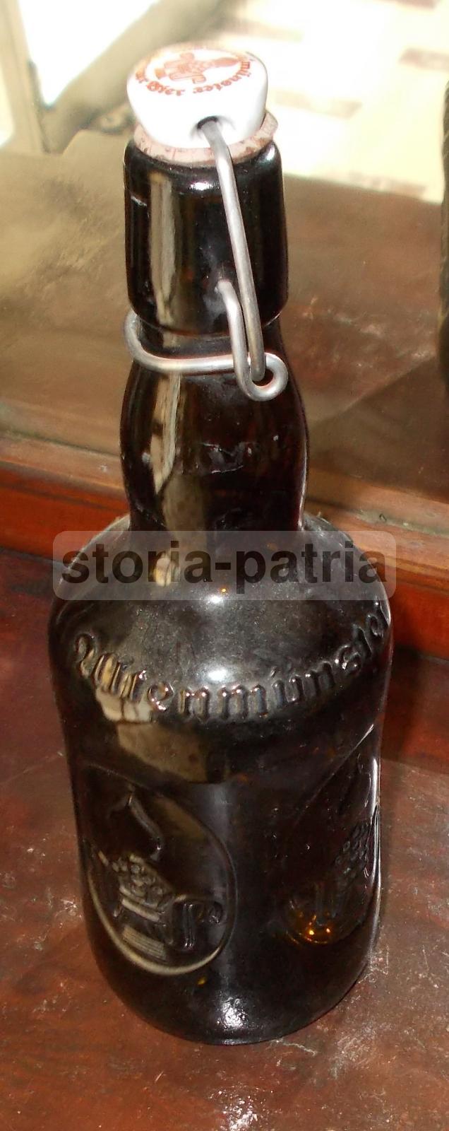 Vetro Pubblicitario, Birra, Bottiglia Da Collezione, Scritte E Decorazioni, Marrone immagine 3