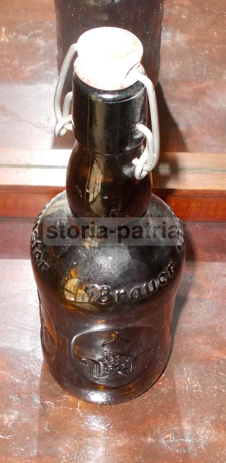 Vetro Pubblicitario, Birra, Bottiglia Da Collezione, Scritte E Decorazioni, Marrone immagine 4